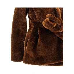 Fur belted robe jacket