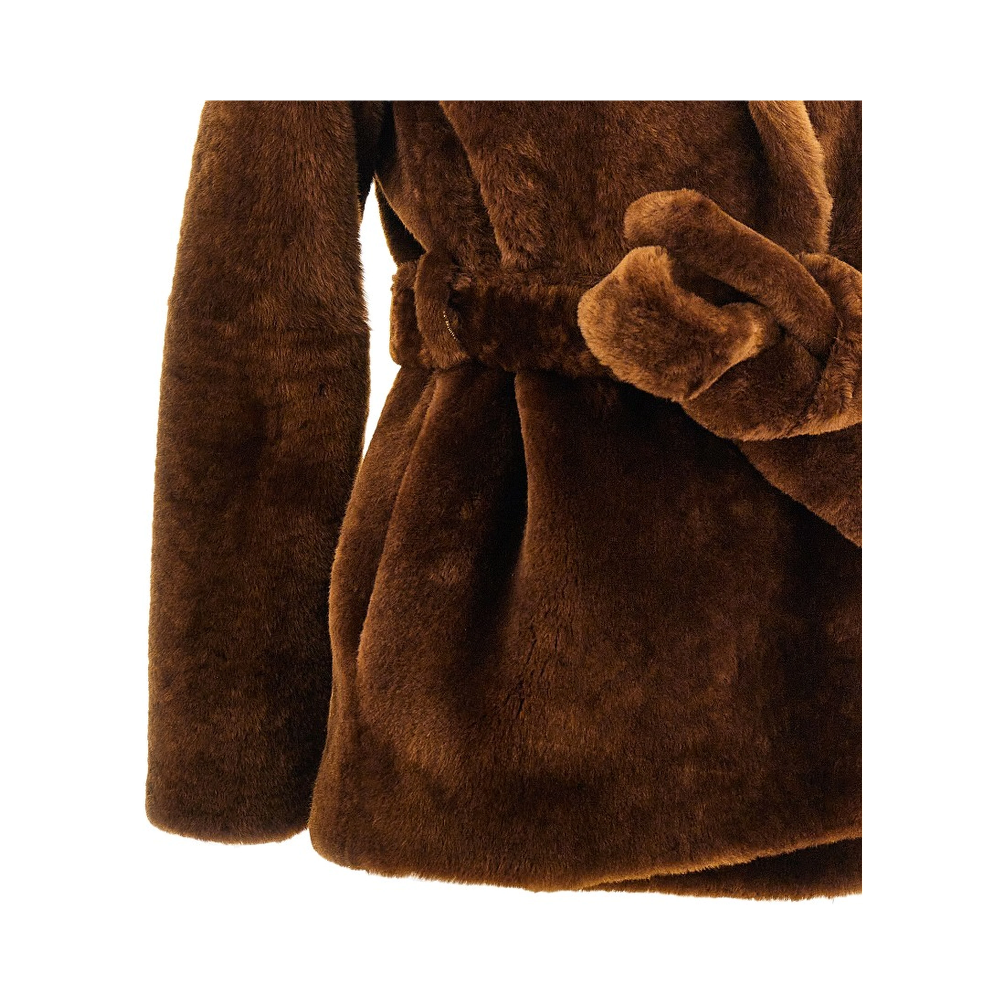 Fur belted robe jacket