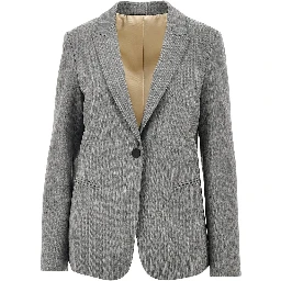 Pinstriped tailored single-breasted jacket