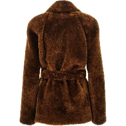 Fur belted robe jacket