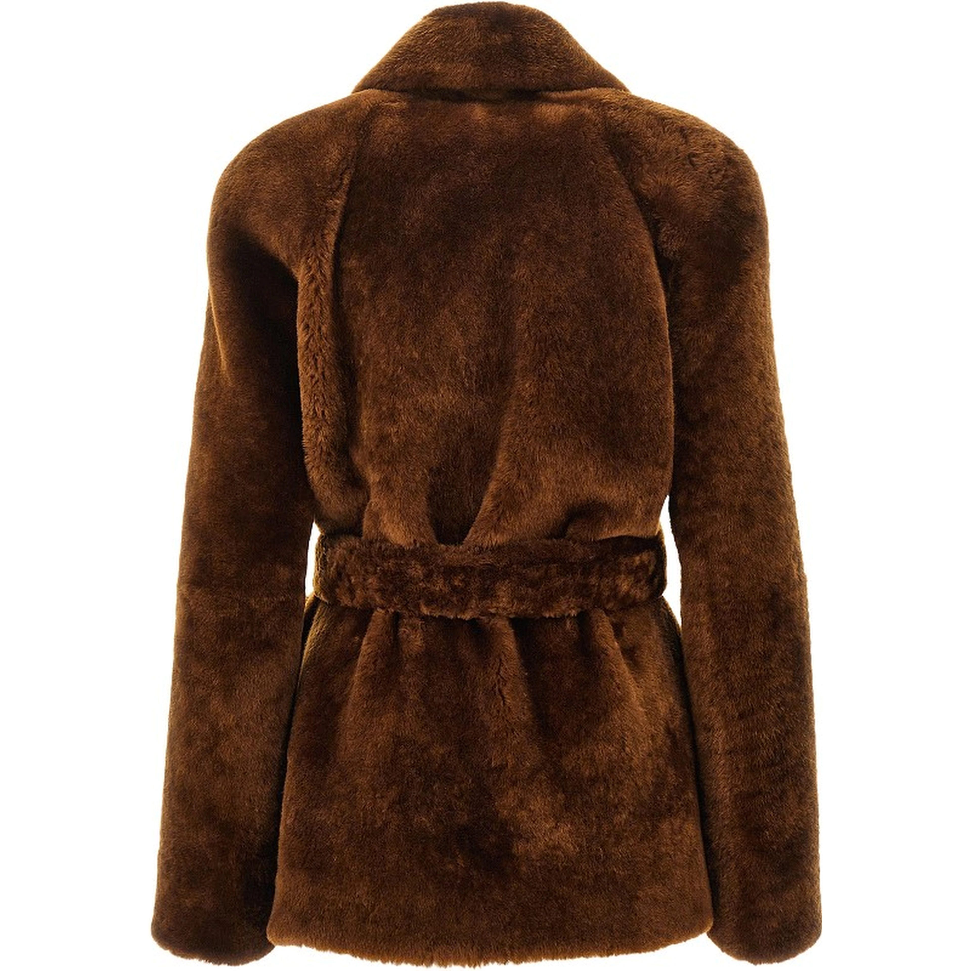 Fur belted robe jacket
