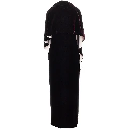 Long velvet dress with cape detail