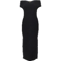 Knitted midi dress with metal detail