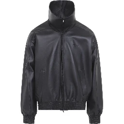 LEATEHR HIGH COLLAR TRACKTOP