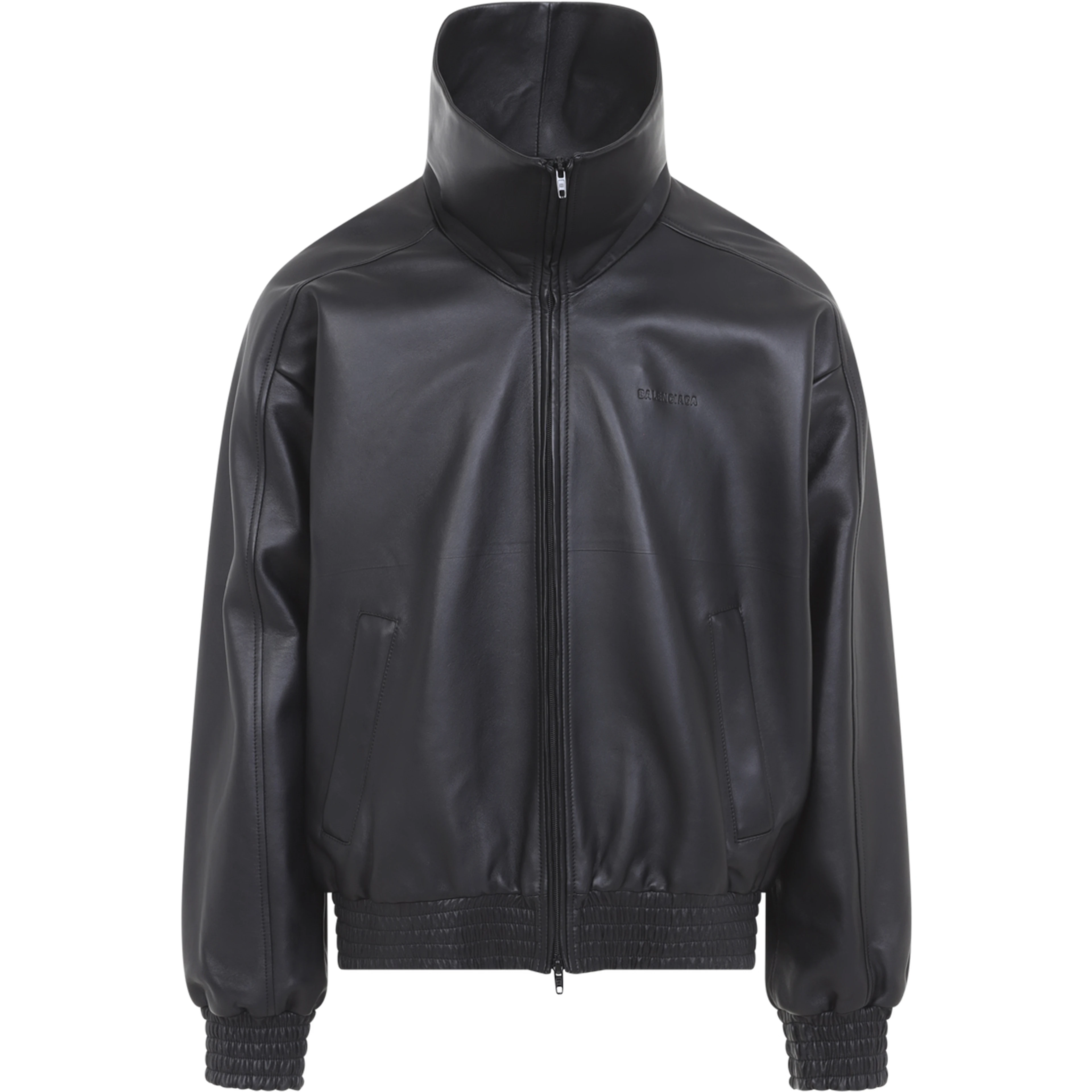 LEATEHR HIGH COLLAR TRACKTOP