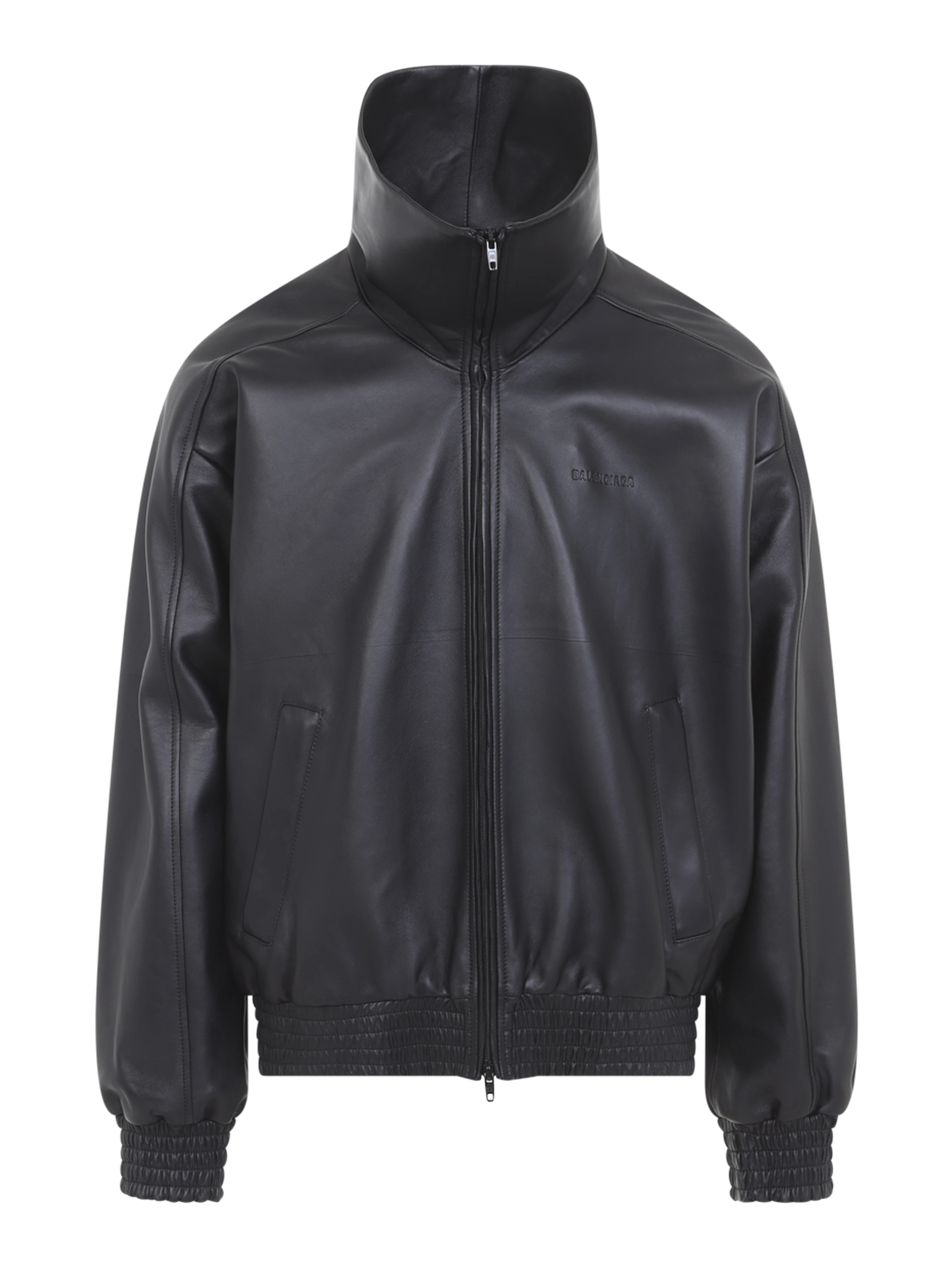 LEATEHR HIGH COLLAR TRACKTOP