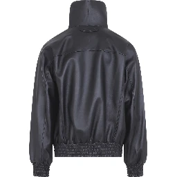 LEATEHR HIGH COLLAR TRACKTOP