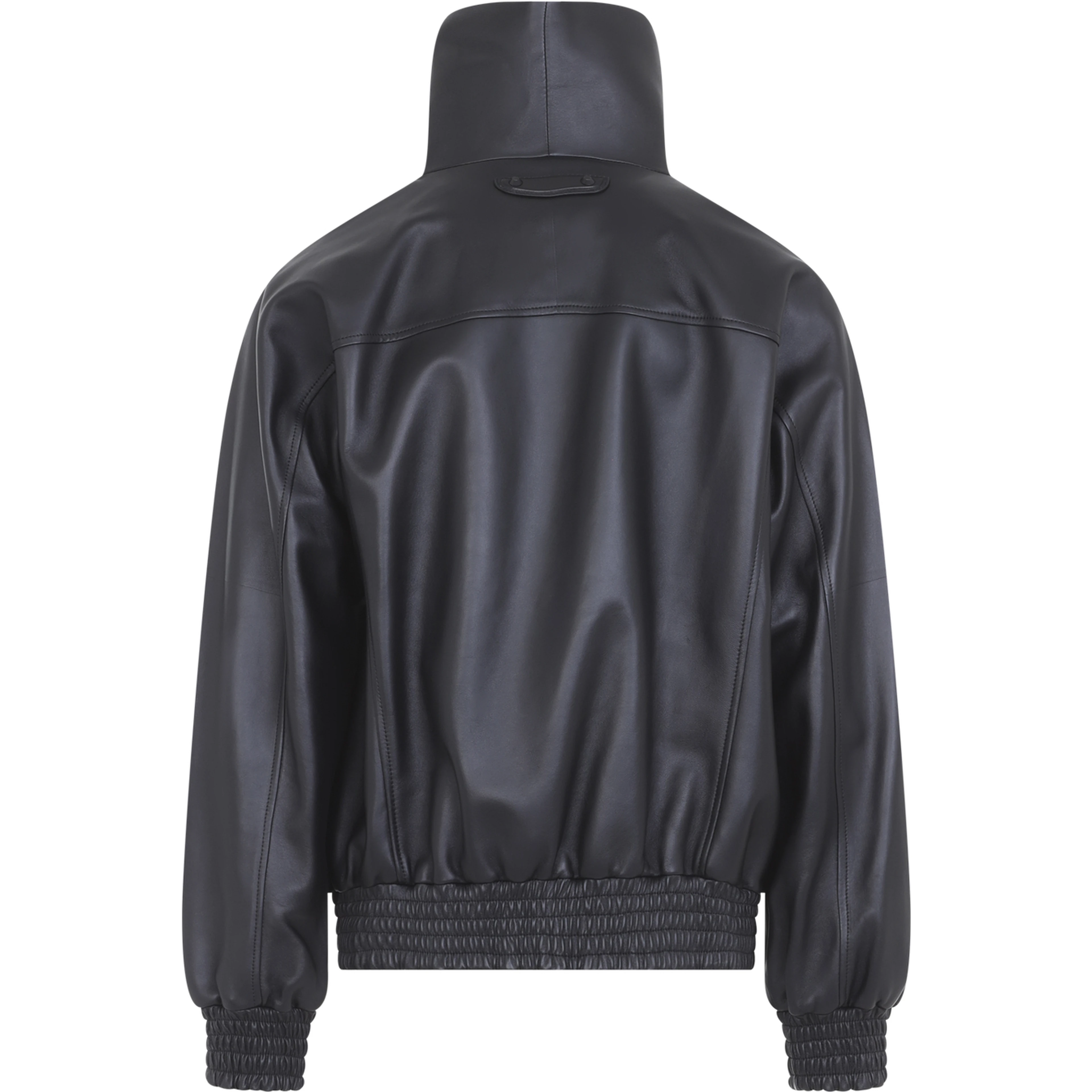 LEATEHR HIGH COLLAR TRACKTOP