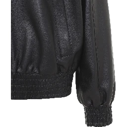 LEATEHR HIGH COLLAR TRACKTOP