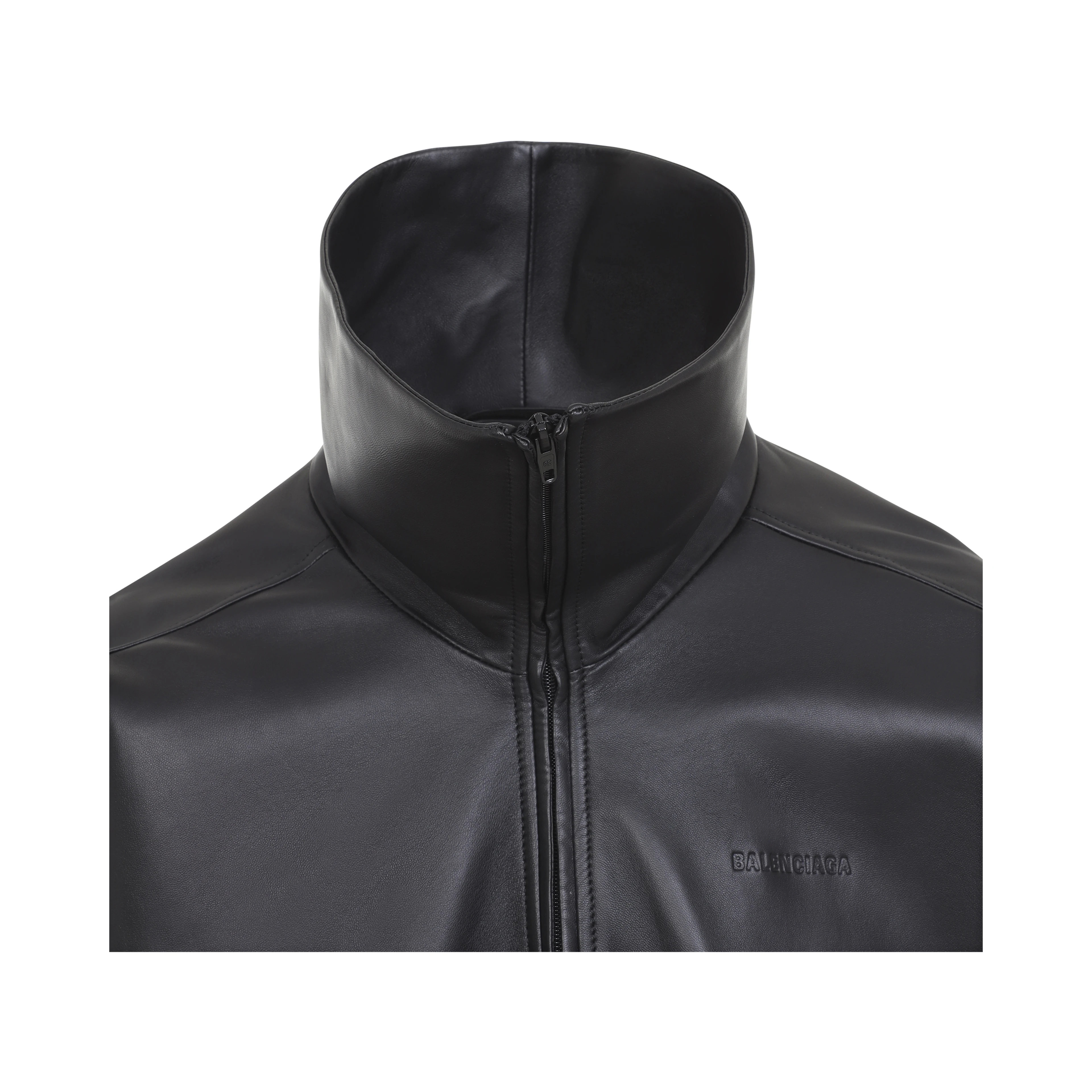 LEATEHR HIGH COLLAR TRACKTOP