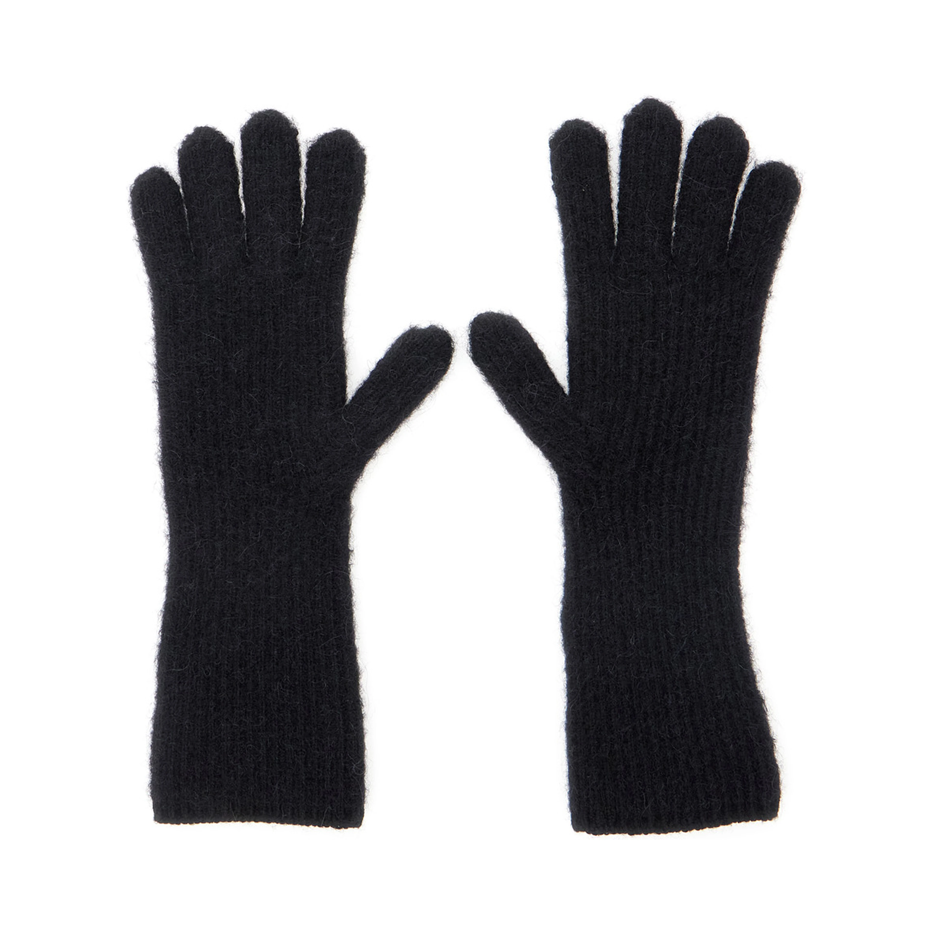 LES GANTS GROS GRAIN are gloves characterized by a composition of black alpaca wool, nylon, and merino wool for women