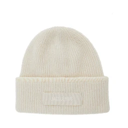 Hat Le Bonnet Gros Grain with logo patch on the front and ribbed knit in white men
