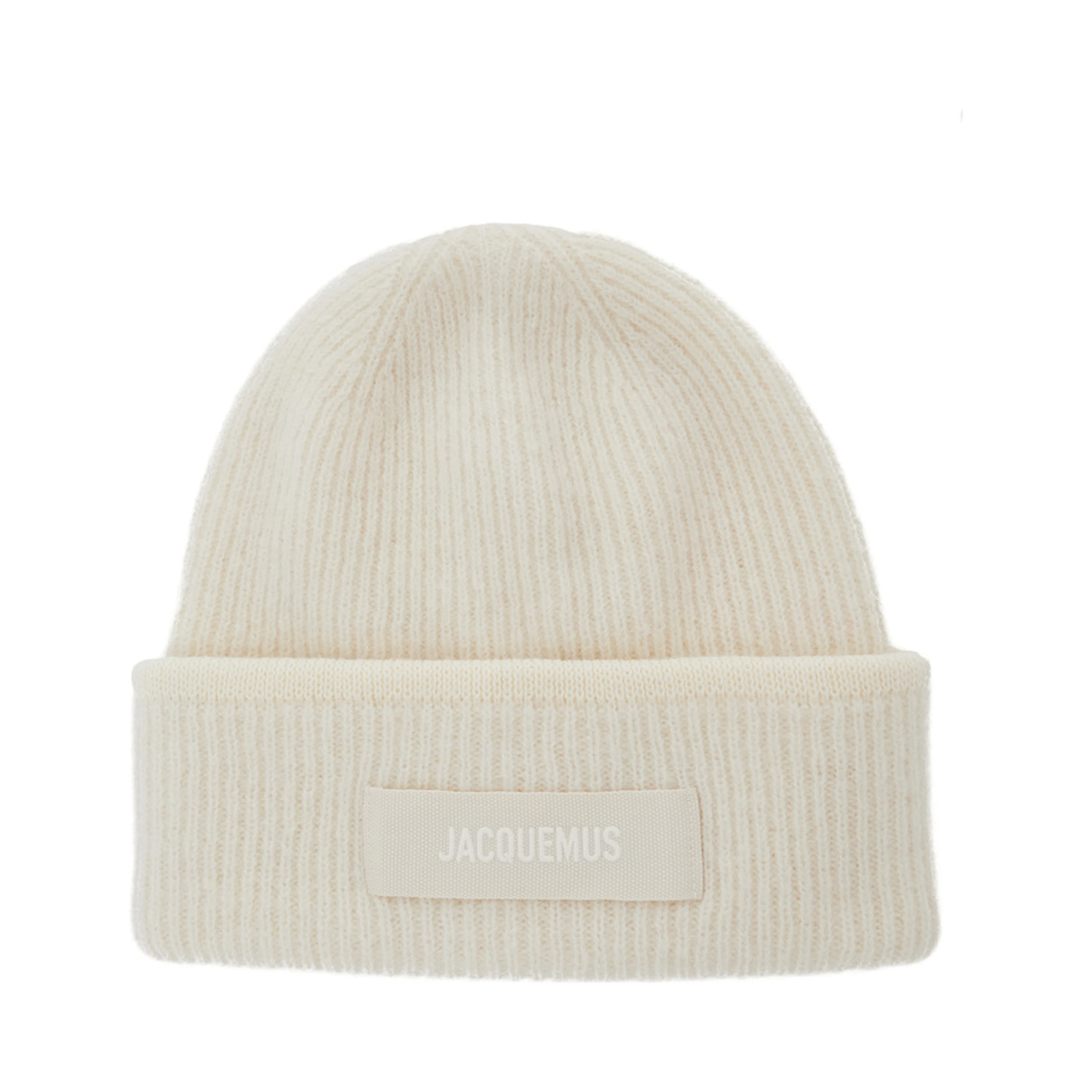 Hat Le Bonnet Gros Grain with logo patch on the front and ribbed knit in white men