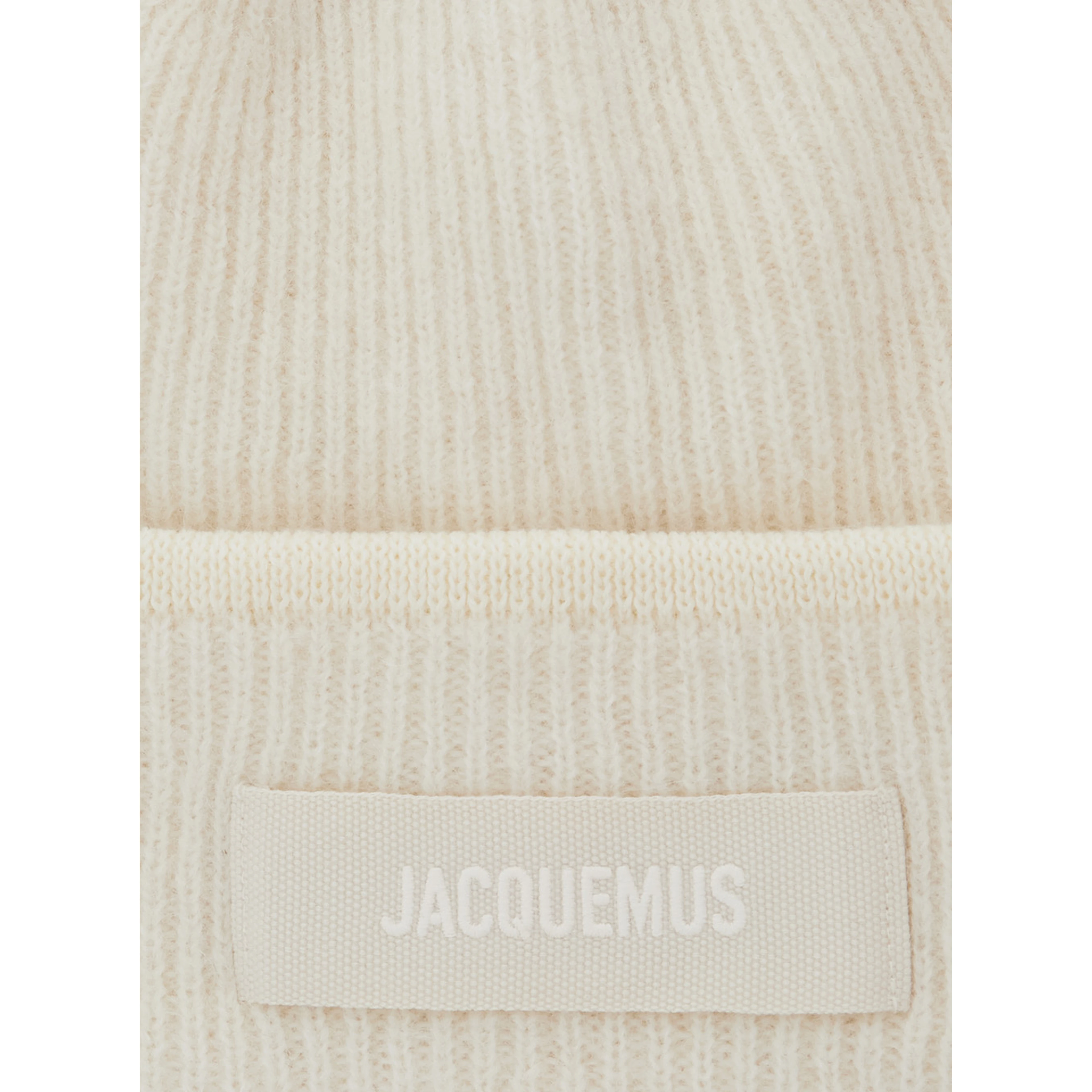 Hat Le Bonnet Gros Grain with logo patch on the front and ribbed knit in white men