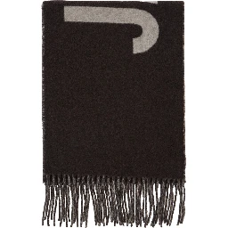 Scarf LEcharpe Jacquemus with Maxi Logo Lettering and Fringed Hem in Brown for Men