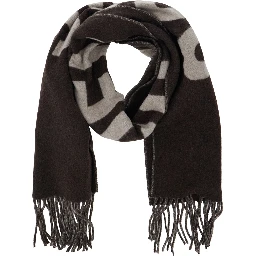 Scarf LEcharpe Jacquemus with Maxi Logo Lettering and Fringed Hem in Brown for Men