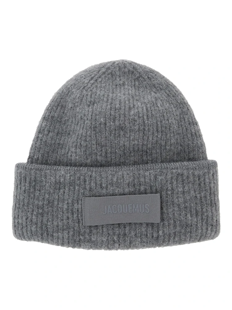 Hat Le Bonnet Gros Grain with logo patch on the brim in cashmere and gray wool for men