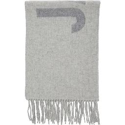 Scarf LEcharpe Jacquemus with Maxi Logo Lettering and Fringed Edge in Gray for Men
