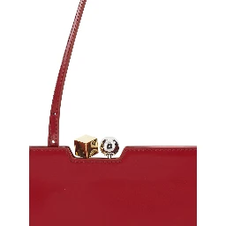 Le Salon Red Handbag with Gold and Silver Charm in Leather for Women