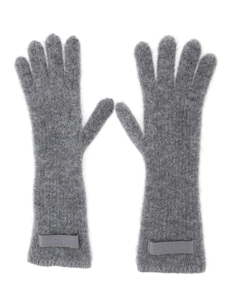 LES GANTS GROS GRAIN are gloves characterized by a composition of alpaca wool, nylon, and merino wool in gray unisex
