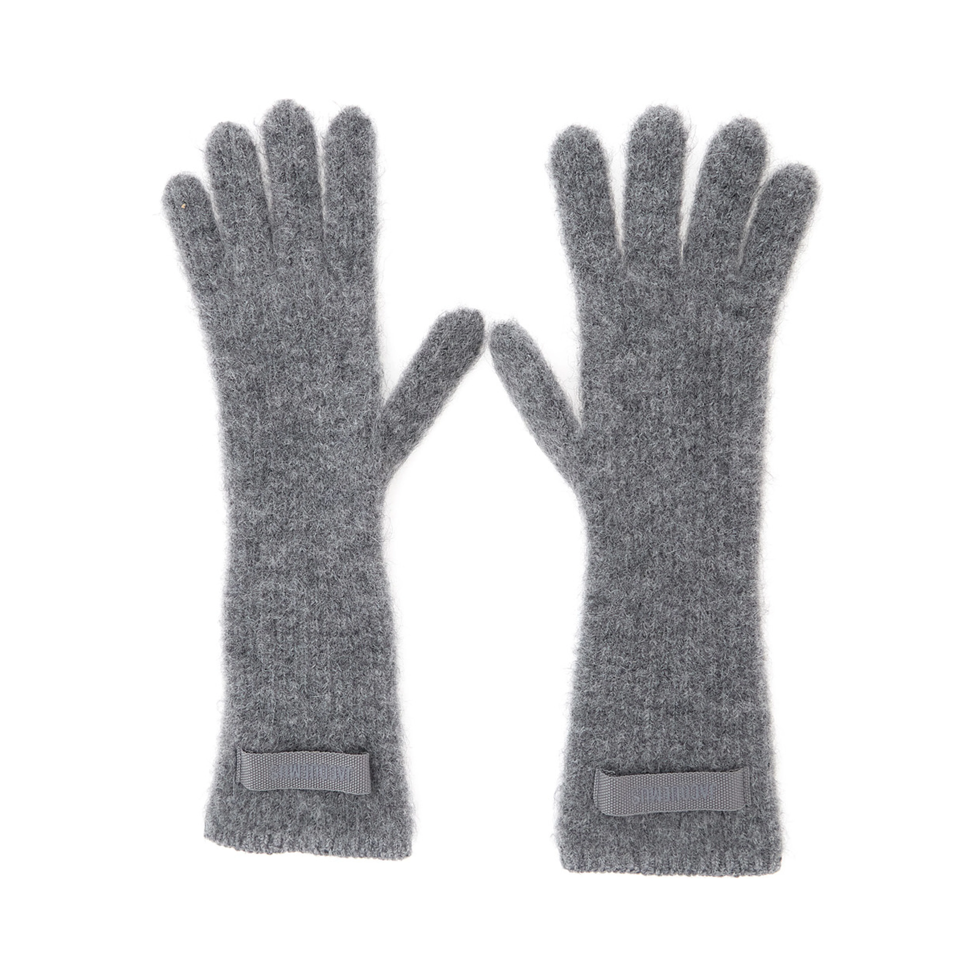 LES GANTS GROS GRAIN are gloves characterized by a composition of alpaca wool, nylon, and merino wool in gray unisex