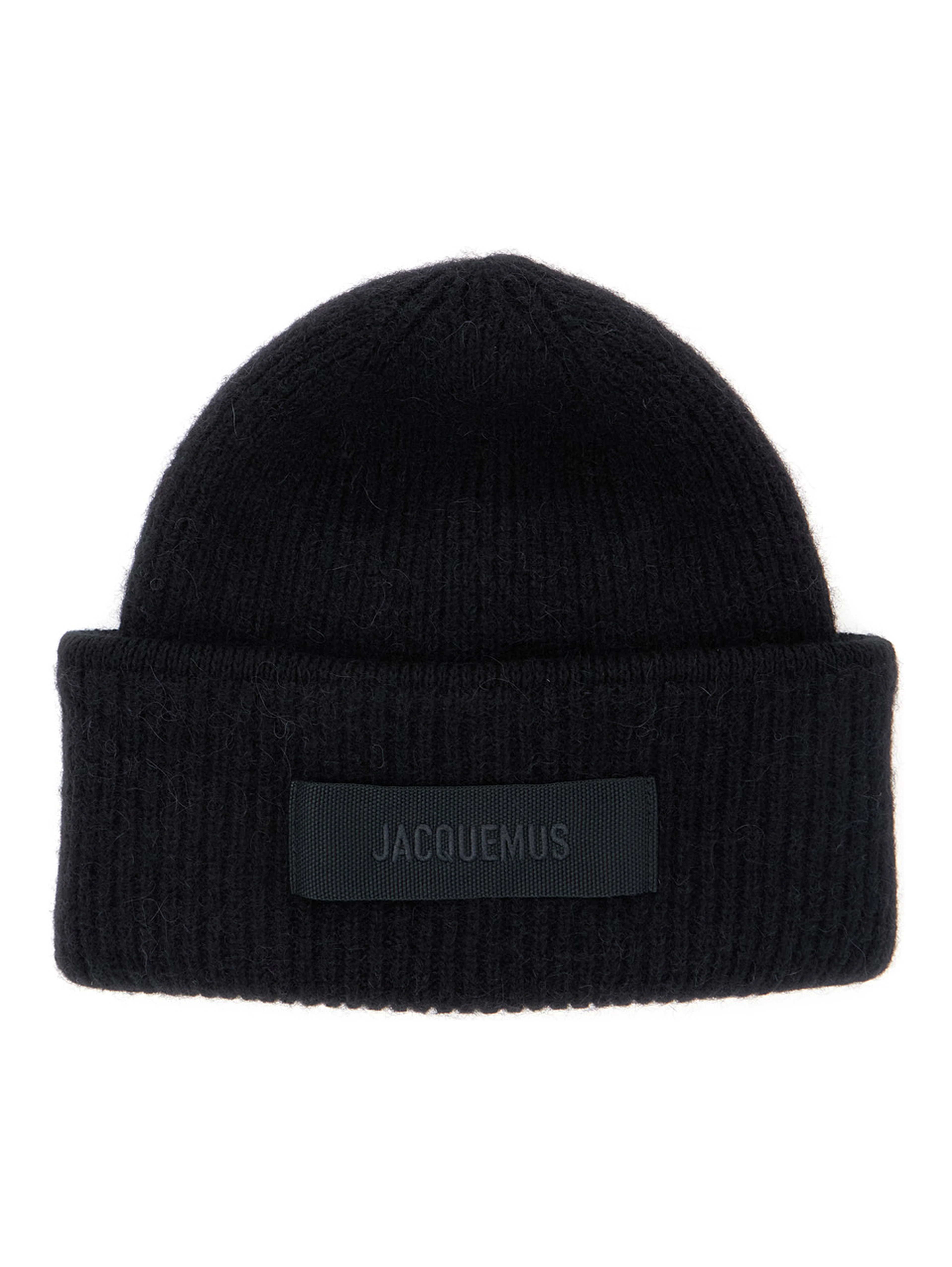 LE BONNET GROS GRAIN is a hat with a gros grain brim made of black unisex alpaca, nylon, and merino wool