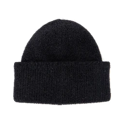 LE BONNET GROS GRAIN is a hat with a gros grain brim made of black unisex alpaca, nylon, and merino wool