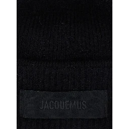 LE BONNET GROS GRAIN is a hat with a gros grain brim made of black unisex alpaca, nylon, and merino wool