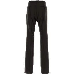 BROKEN TWILL SATIN STRIPE FLAT FRONT STRAIGHT PANT