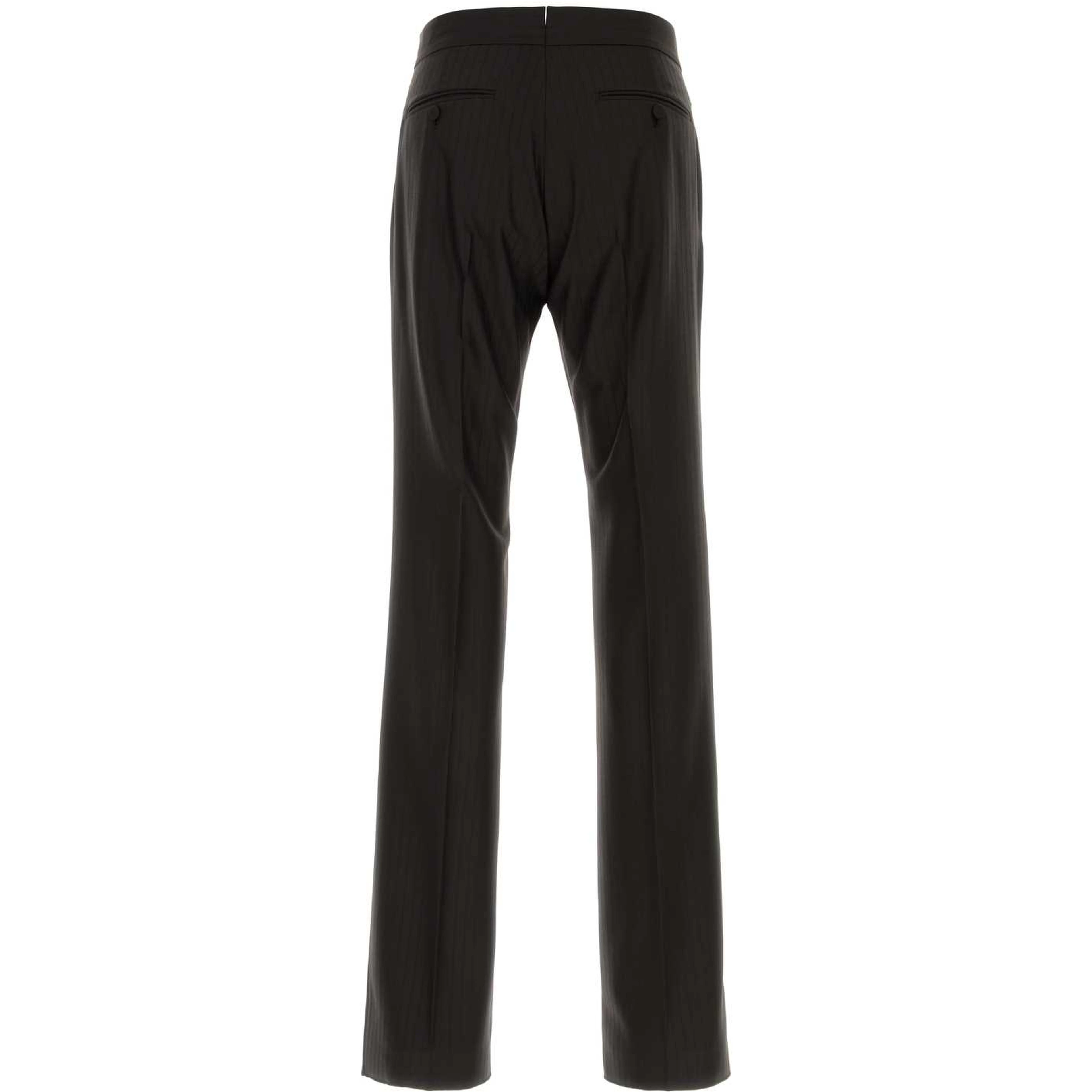 BROKEN TWILL SATIN STRIPE FLAT FRONT STRAIGHT PANT