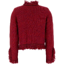 RED FRAYED KNIT JACKET