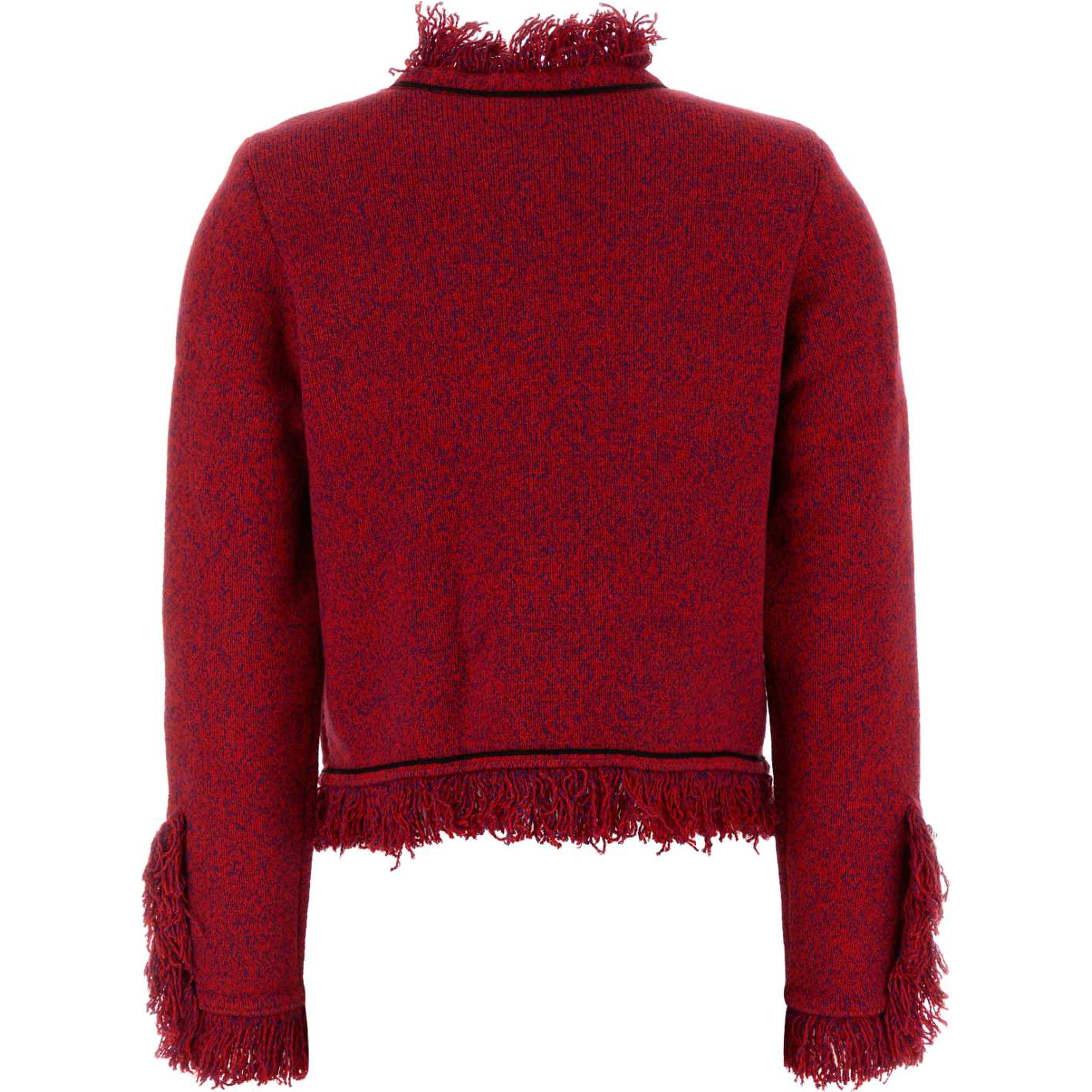RED FRAYED KNIT JACKET