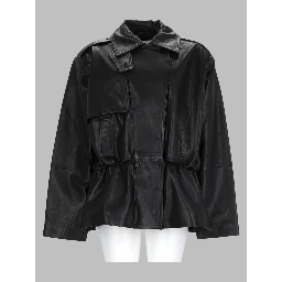 Giacca In Pelle Con Baschina Arricciata