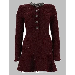 Mini Abito in Maglia Testurizzata con Decorazioni