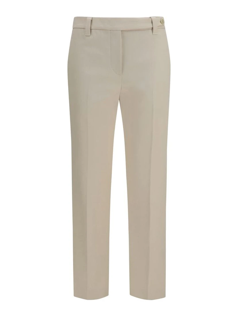Beige Cotton Dress Pants
