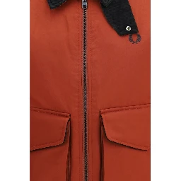 Red Recycled Polyamide Full-Length Jacket
