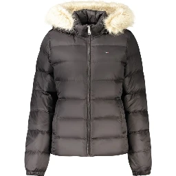 Black Polyester Full-Length Jacket