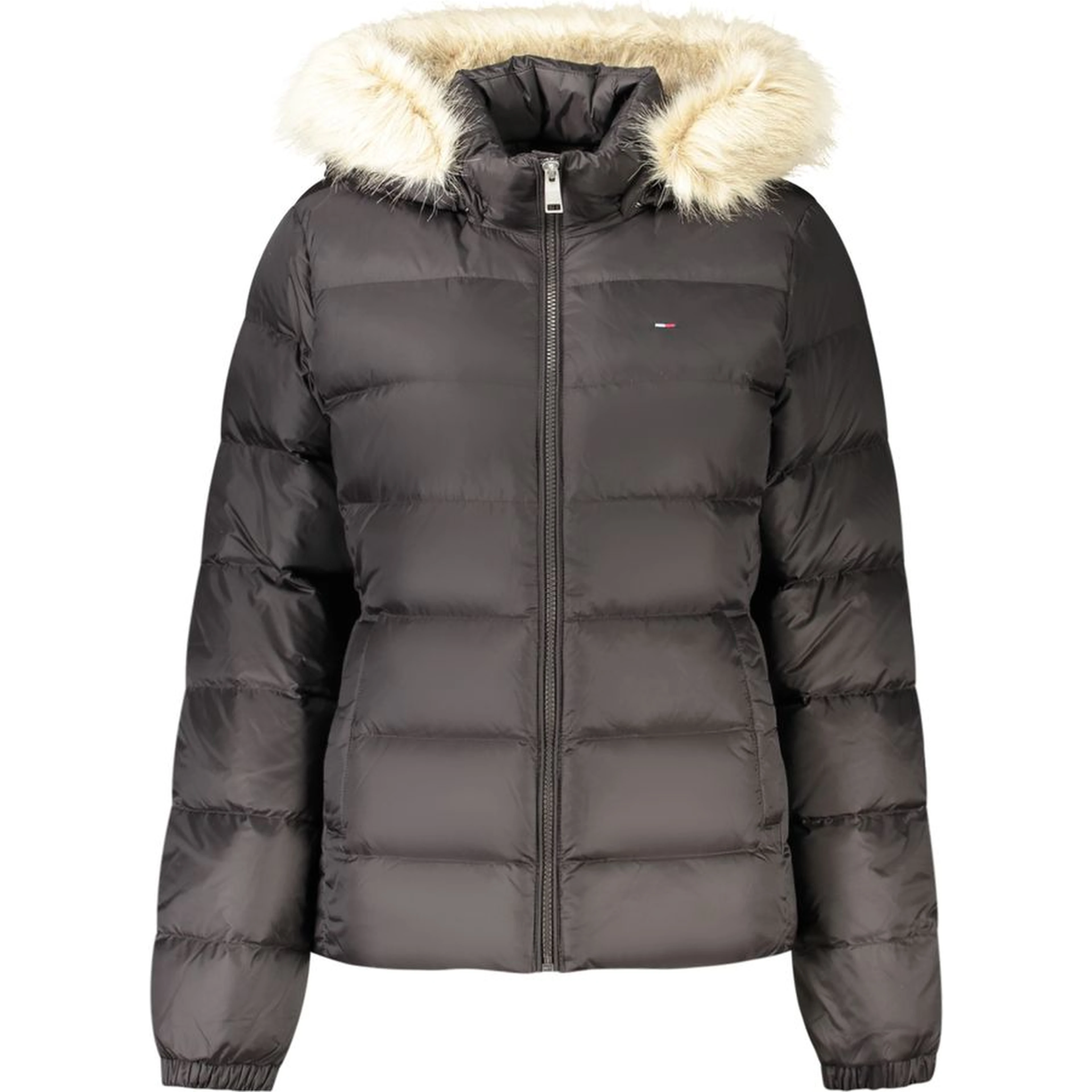 Black Polyester Full-Length Jacket