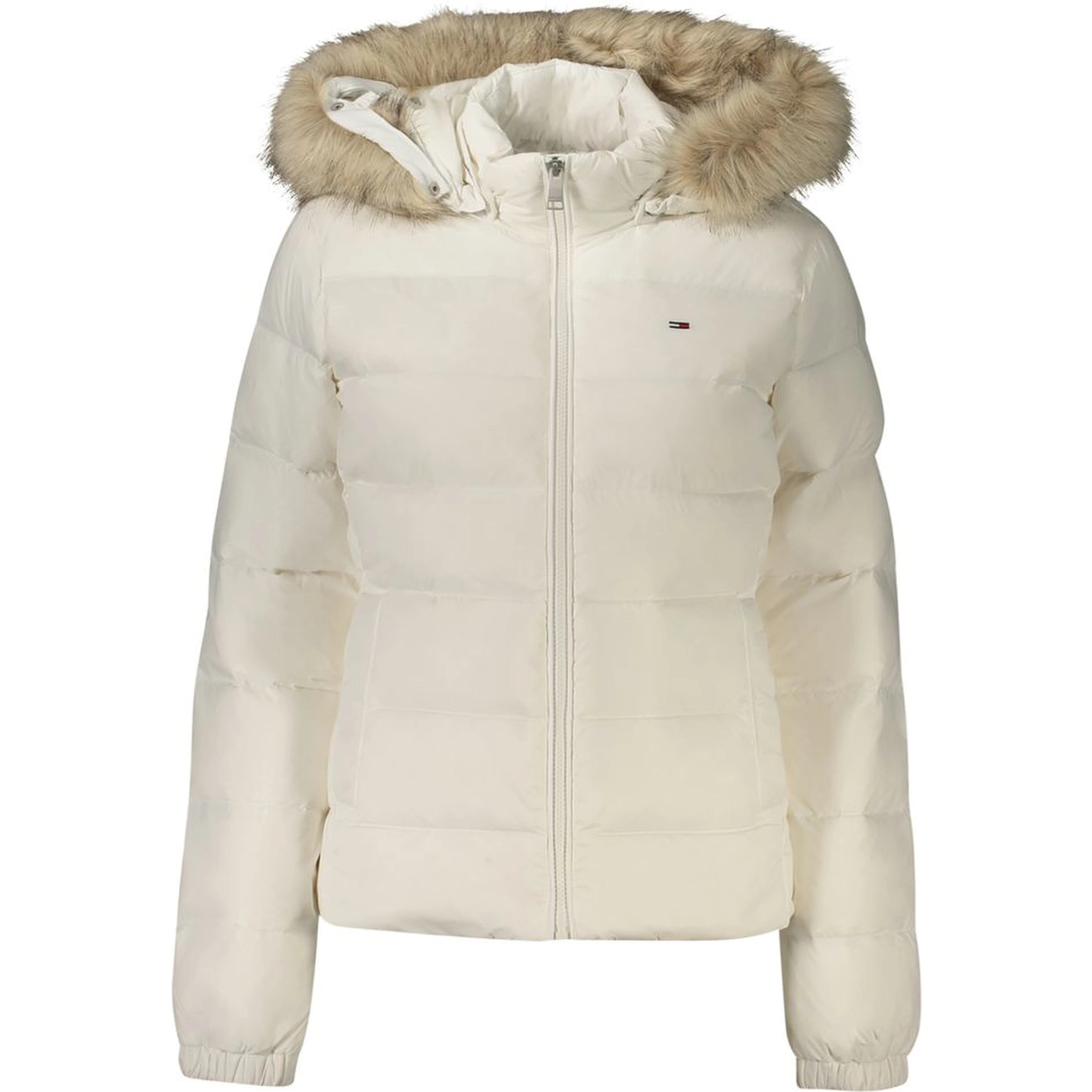 White Polyester Full-Length Jacket