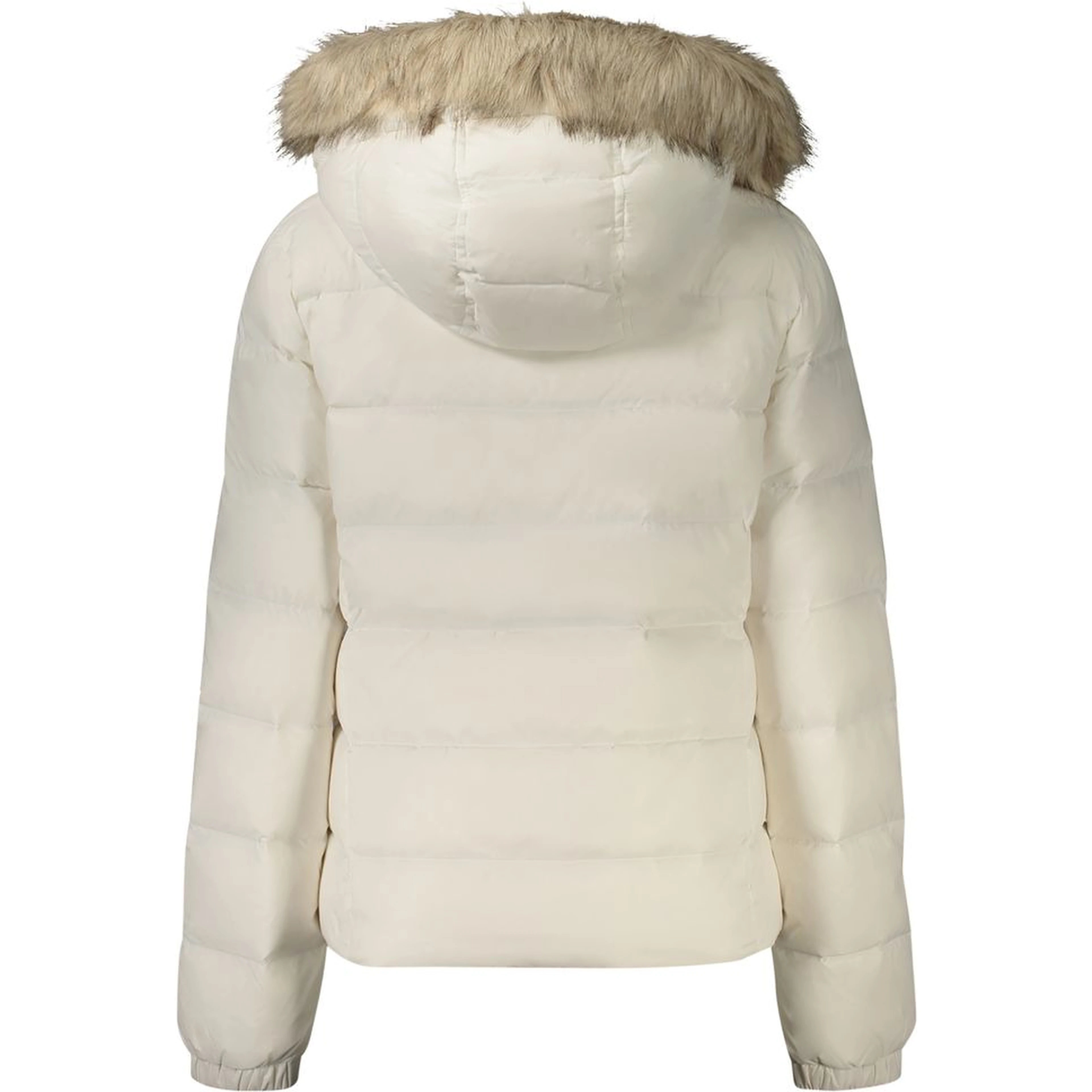 White Polyester Full-Length Jacket