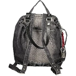 Black Cotton Womens Backpack