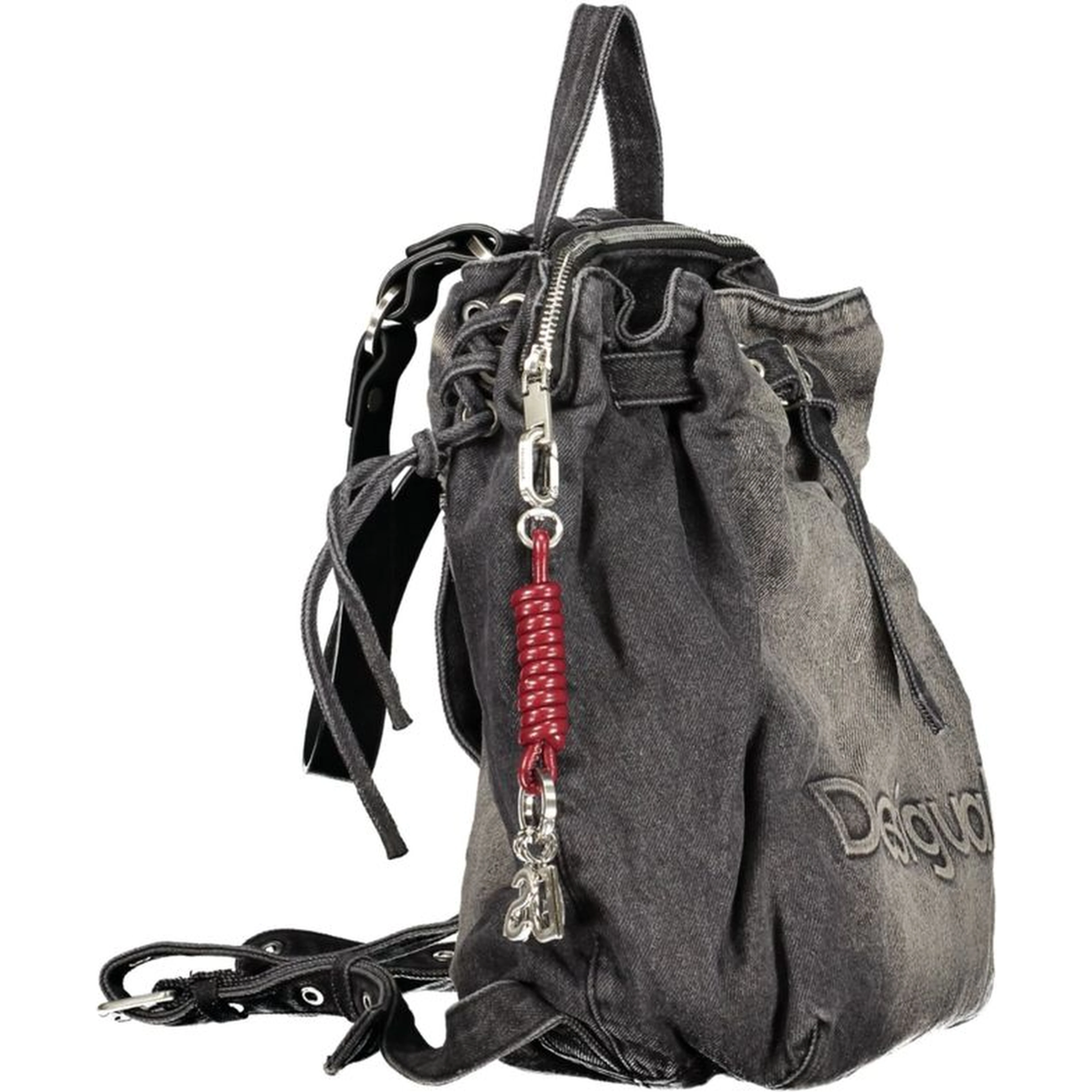 Black Cotton Womens Backpack