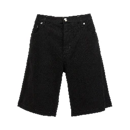 Black Cotton Bermuda Shorts