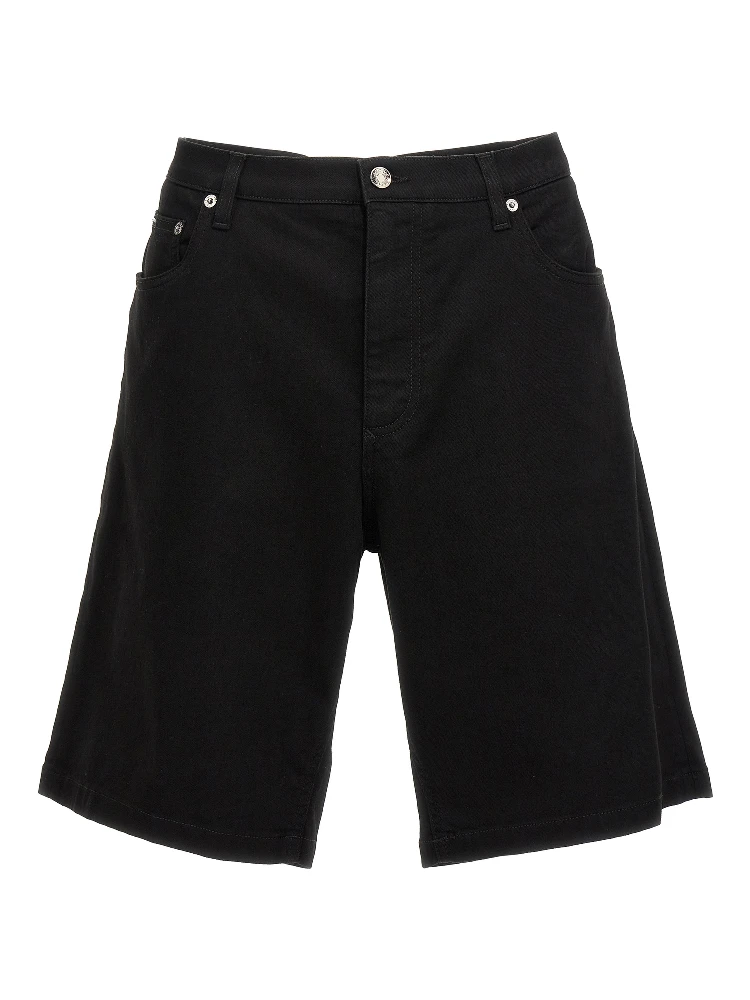Black Cotton Bermuda Shorts