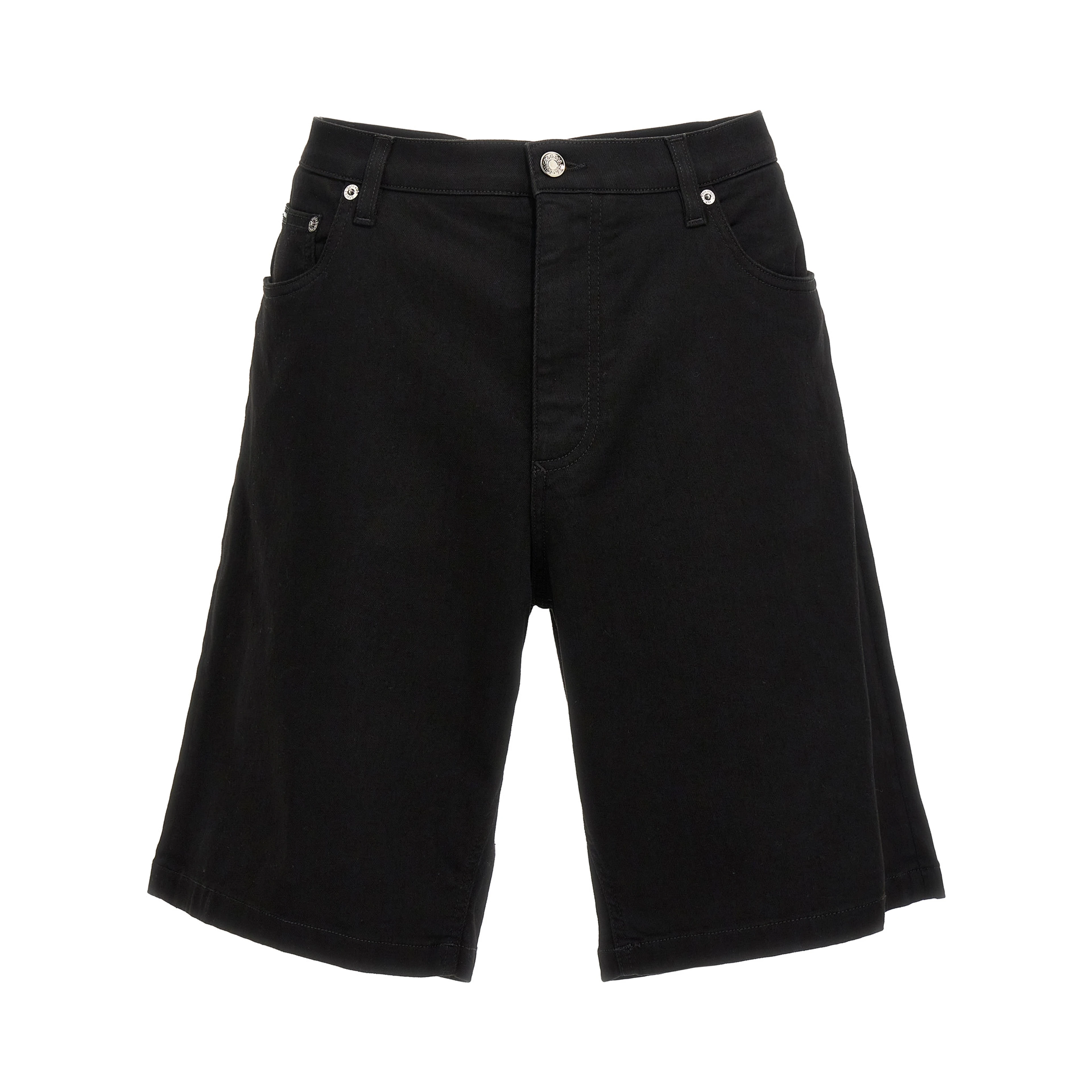 Black Cotton Bermuda Shorts