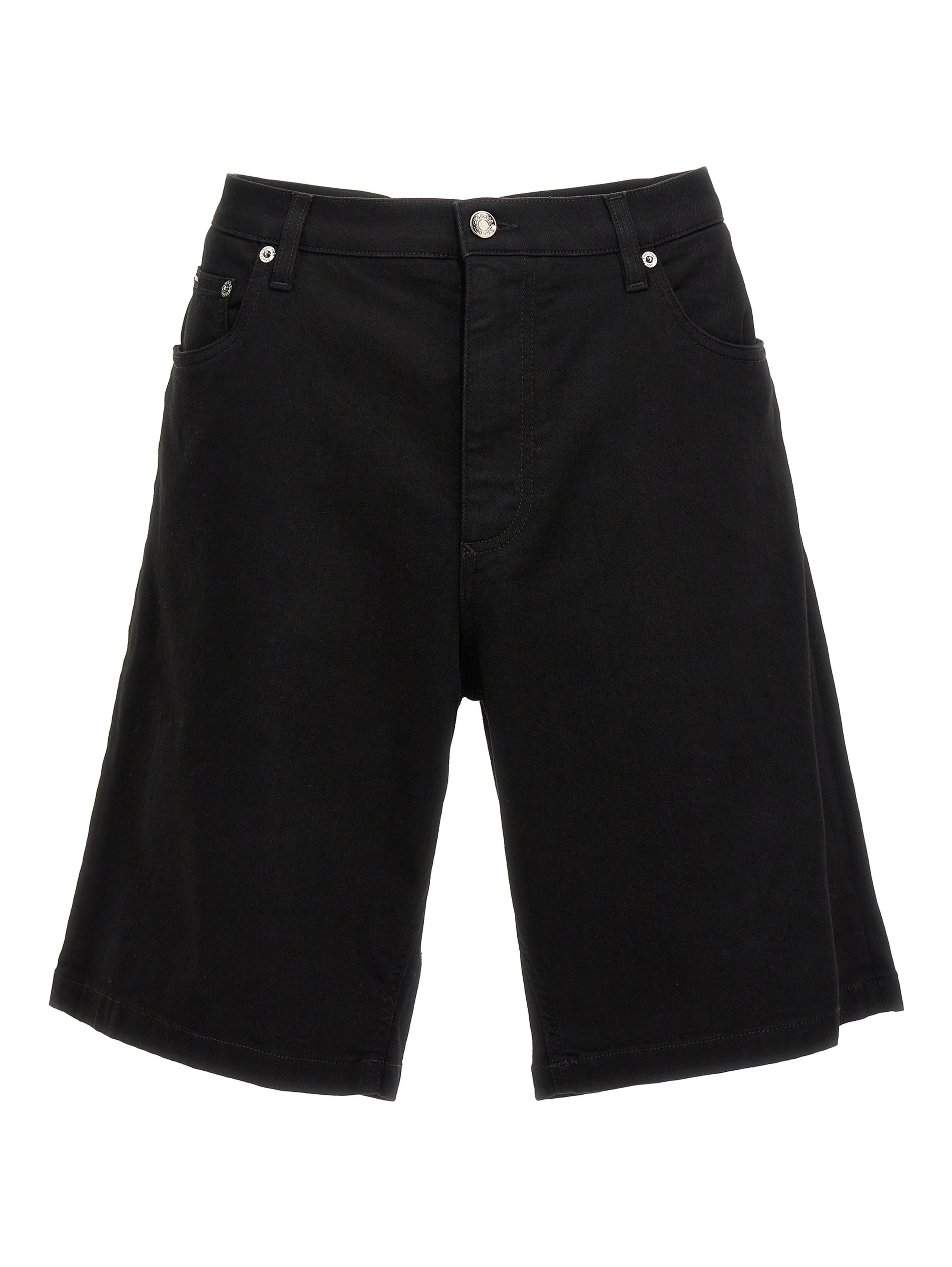 Black Cotton Bermuda Shorts