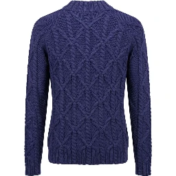 Blue Cotton Men Sweater