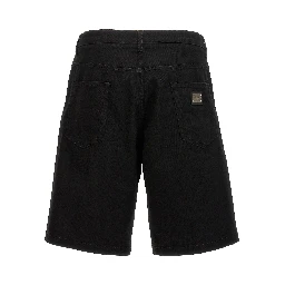 Black Cotton Bermuda Shorts