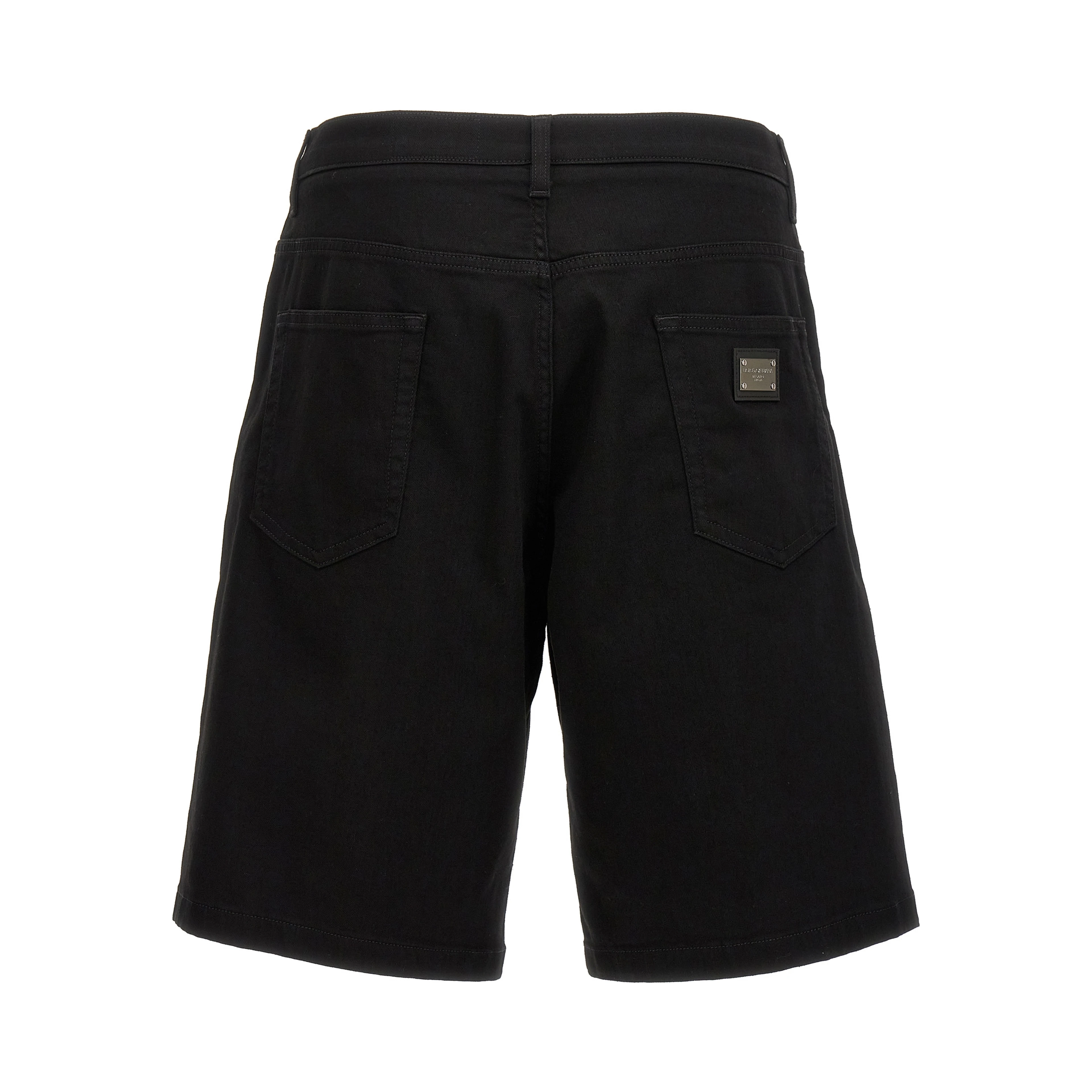 Black Cotton Bermuda Shorts