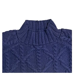 Blue Cotton Men Sweater